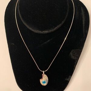 Sterling Silver Evil Eye Pendant and 16" SS Chain - NEW